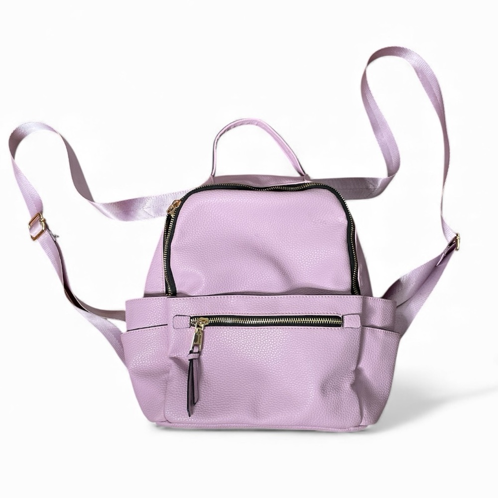 Vegan Pebbled Leather Lilac Backpack